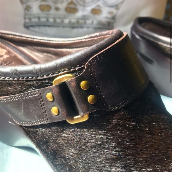 Cole Haan/Nike Air Brown Faux Animal Hair Wedge Mules Like New Size 10 - Picture 2 of 13